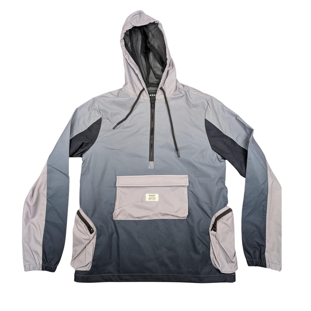Reason Mens Ombre Quarter Zip Windbreaker Jacket Grey Black Size S RUC-003